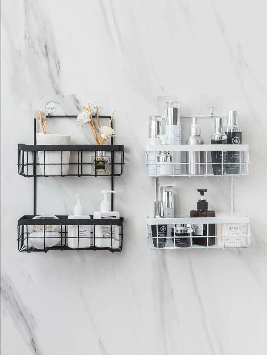 Double storage basket wall shelf artifact