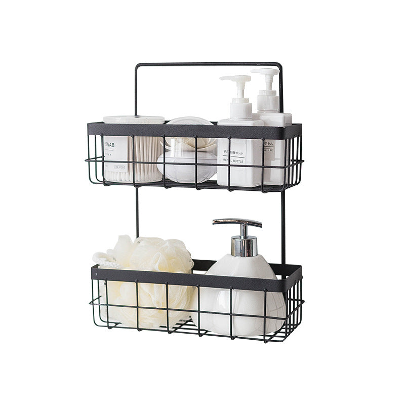 Double storage basket wall shelf artifact