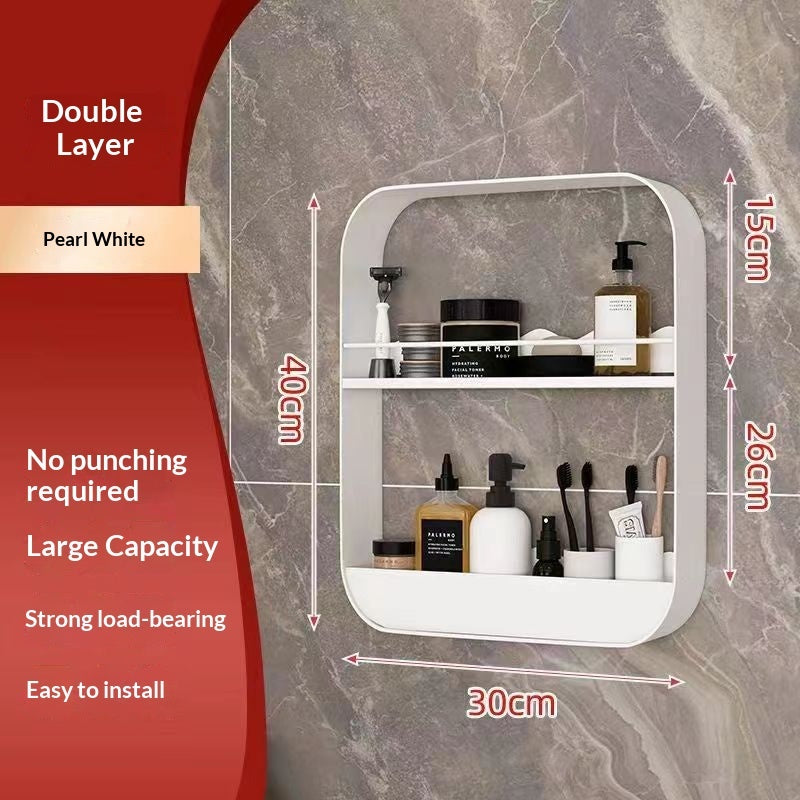 No-drill Wall-mounted Bathroom Shelf Cosmetics Storage Rack