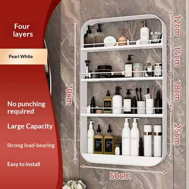 No-drill Wall-mounted Bathroom Shelf Cosmetics Storage Rack